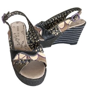 Bobbi Blu Patchy Wedge Platform Sandals Size 6